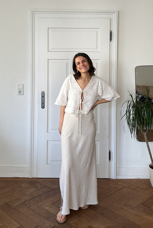 long summer skirt with front tie